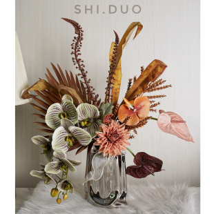 侘寂风仿真花艺轻奢客厅摆放秋色花束美拉德花艺套装花样板房假花