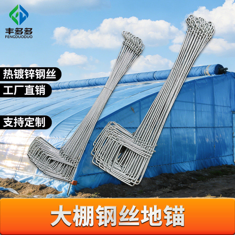 温室大棚钢丝地锚防锈地钩固定压膜拉线预埋高强度耐腐蚀加粗地桩