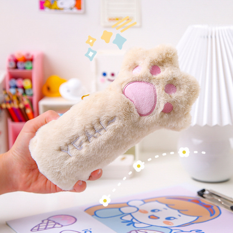 毛绒猫爪笔袋少女心大容量