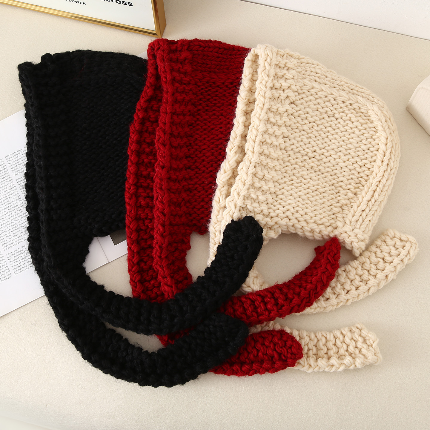 新款韩版ins保暖护耳针织毛线帽女秋冬季百搭纯色时髦手工拉法帽