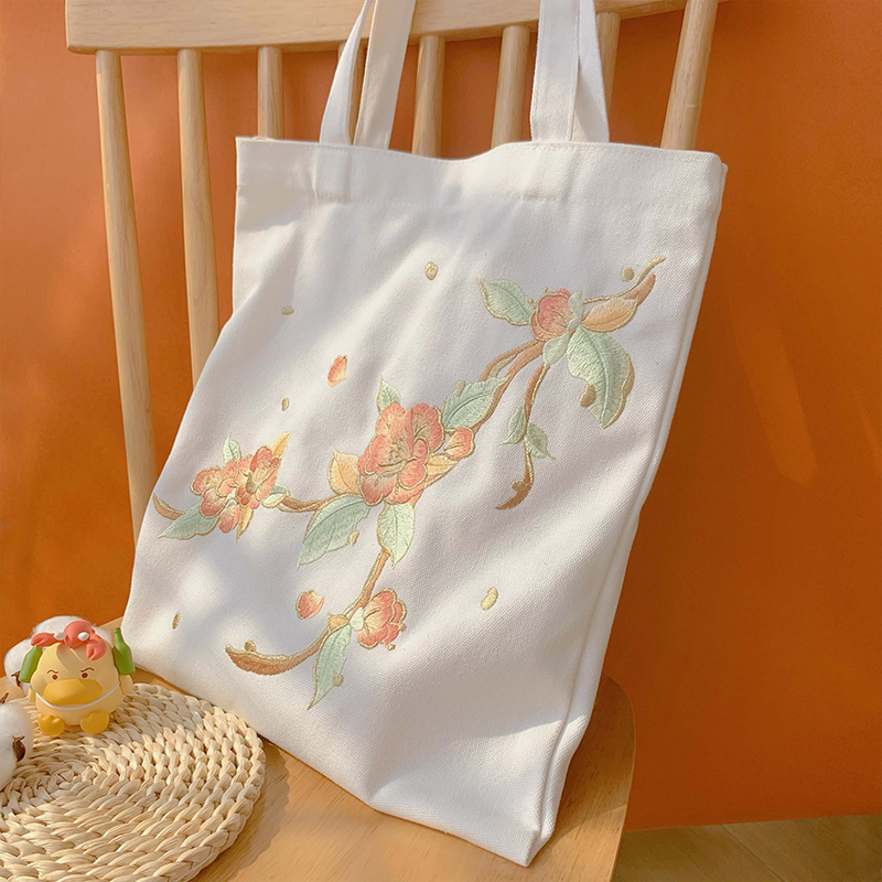 空野厚款刺绣帆布包中式学生女手提购物袋帆布包（绝版不再做货）