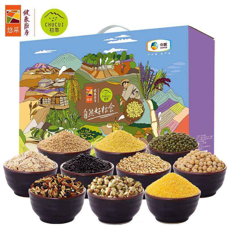 中粮初萃4kg杂粮礼盒大豆黄小米绿红小豆五常黑米燕麦高粮糙玉米,粮油调味/速食/干货/烘焙,杂粮组合/膳食混合谷物,淘宝优惠券,粉丝福利购,淘宝优惠卷