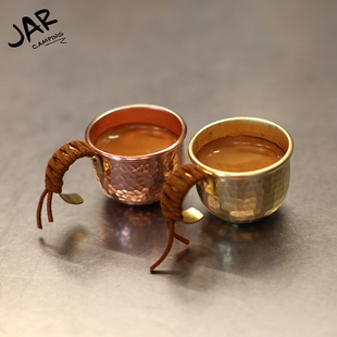 JAR原创设计纯手工锤纹紫铜小酒杯可挂咖啡杯浓缩杯户外露营挂杯