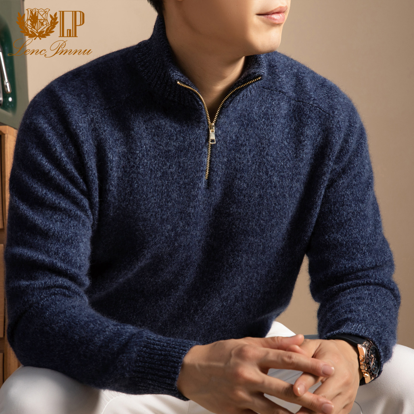 正品鄂尔多斯市100%纯山羊绒衫男半高领拉链立领针织毛衣保暖加厚,男装,羊绒套衫,淘宝优惠券,粉丝福利购,淘宝优惠卷