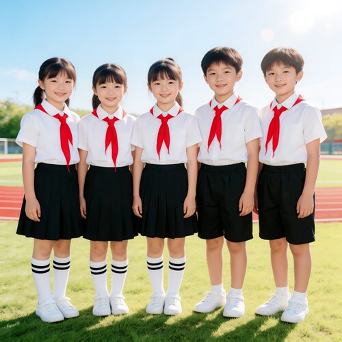 六一儿童合唱白衬衫黑裤子套装朗诵表演服装小学生六年级毕业拍照