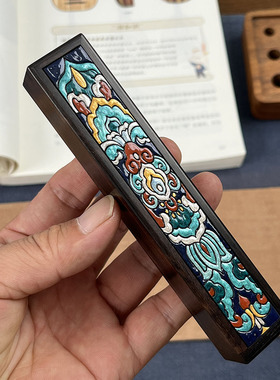 随身香盒手工彩绘紫光檀便携香炉线香沉香薰小叶紫檀旅游小号香管