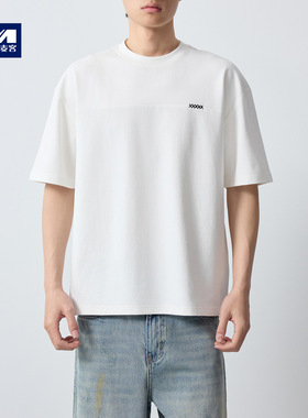 墨麦客男装高智通勤230G男士体恤2026春季新款刺绣圆领短袖75187.