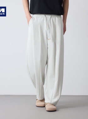 墨麦客男装美式休闲宽松灯笼裤2026春新款立体褶裥休闲裤男91598.