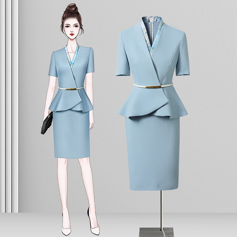 教师职业套装裙高级感西装医美咨询师前台工装美容院工作服女夏季