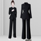 女春秋设计感小众黑色西服外套高端职业气质工作服 套装 新中式 西装