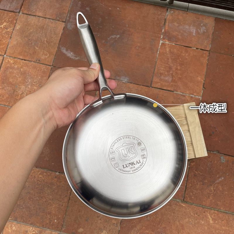 美国订单18/10钢煎锅炒锅平底锅小煎蛋炒菜不粘锅牛排锅燃气灶适