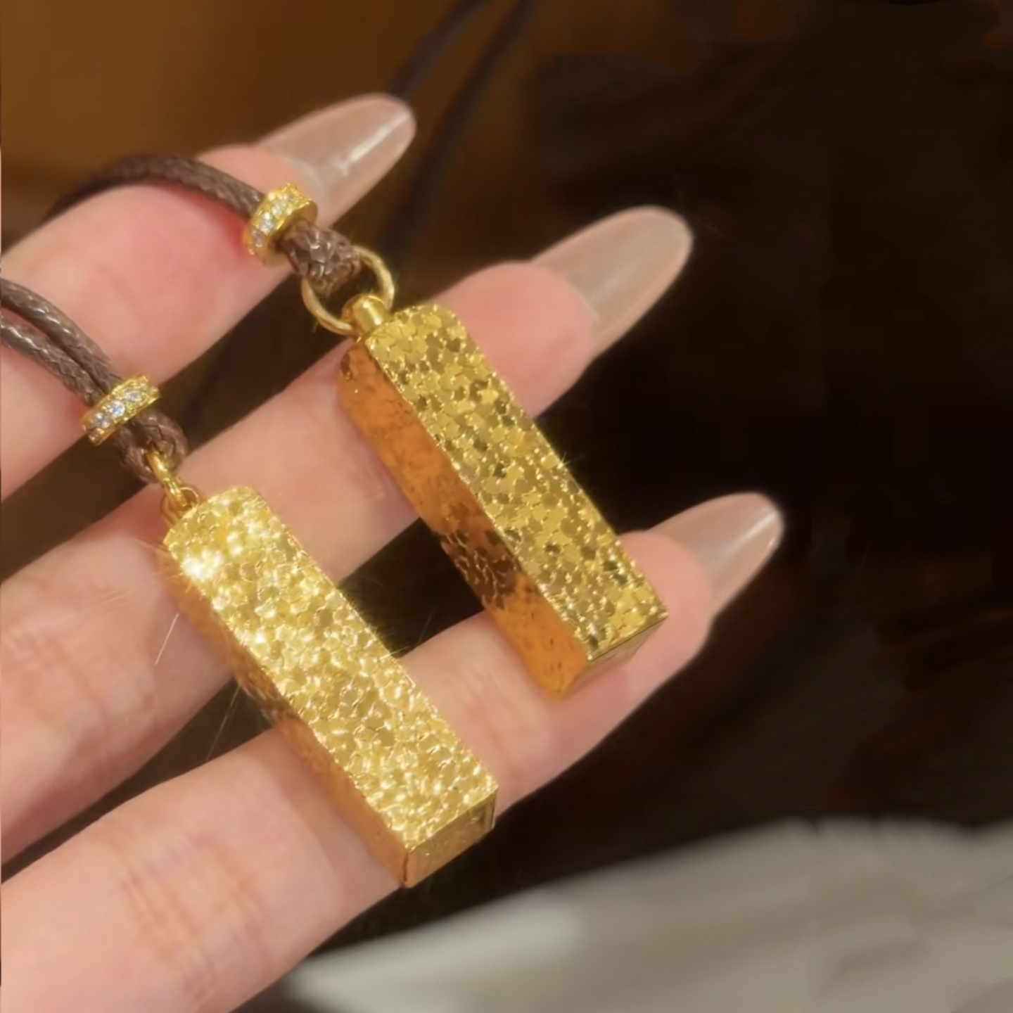 足银9999四方来财碎冰冰项链女