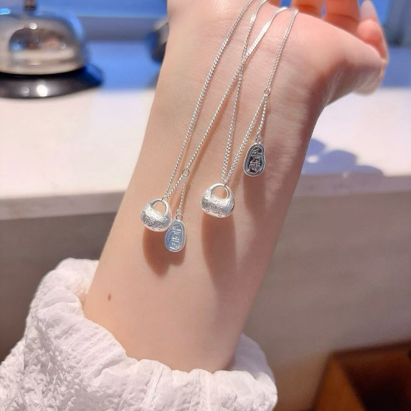 足银999纯银千万两福字项链女胖福吊坠古法锁骨链新中式女友礼物