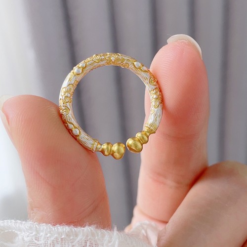 足银9999纯银葫芦戒指女实心开口