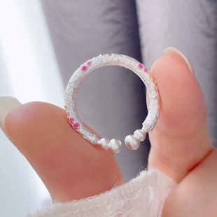 足银9999纯银古法葫芦戒指女实心开口珐琅樱花银指环新中式女礼物