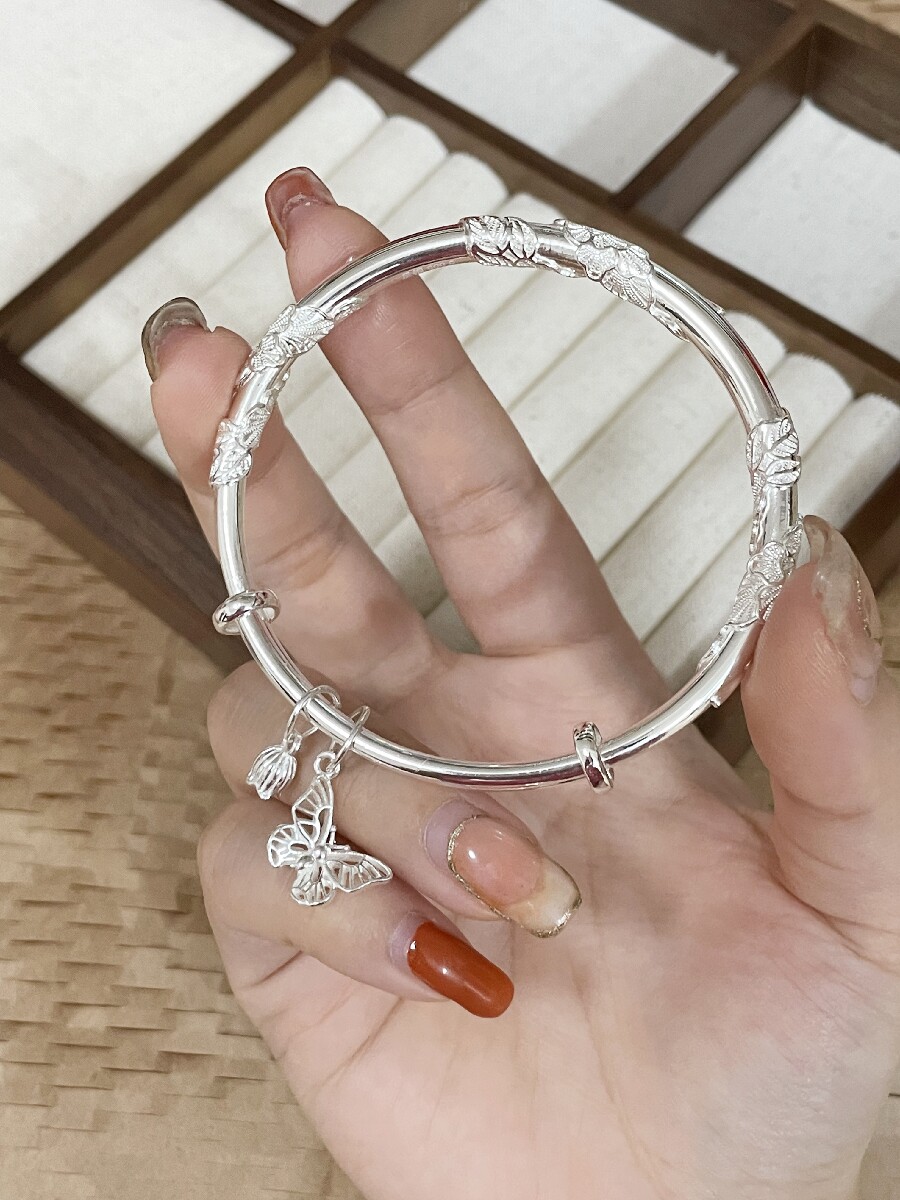 PURE SILVER 9999  BRACELET NATIONAL STYLE NICHE TEMPERAMENT AROUND FILIGREE BUTTERFLY BRACELET GIRLS DAY VALENTINES DAY GIFT