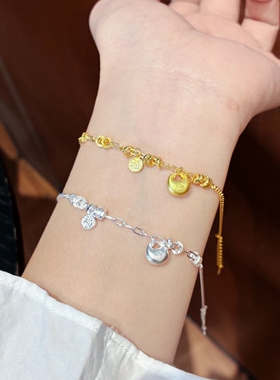 足银999纯银胖福盘缠手链女