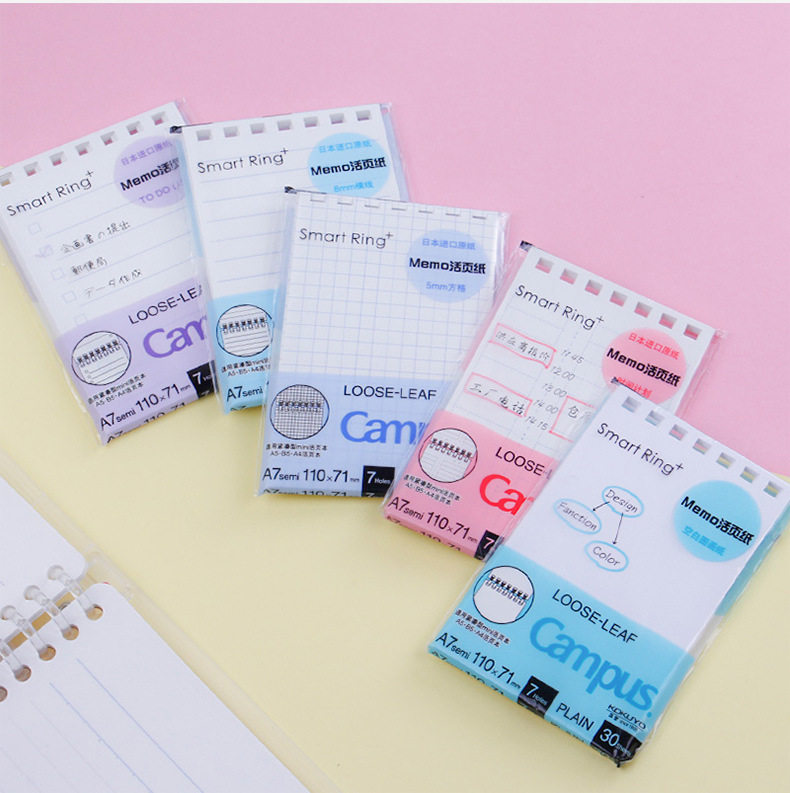 KOKUYO 카드 수납봉투 미니 루스리프 교체심 루스리프 A7MINI 카드 수납북 라이트 컬러 쿠키북