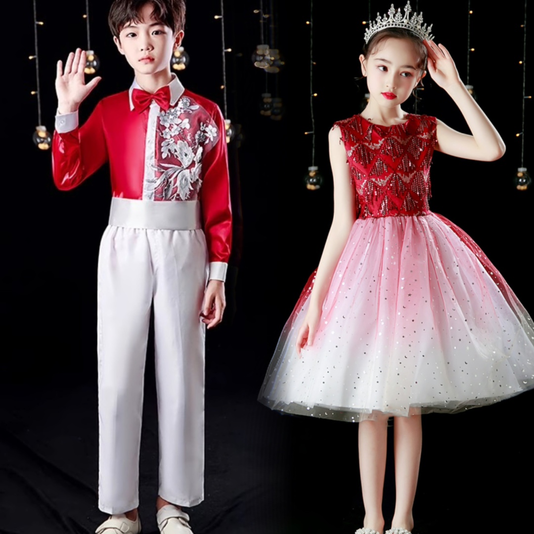 新款六一儿童演出服小学生男女童大合唱比赛诗歌朗诵舞蹈表演服装