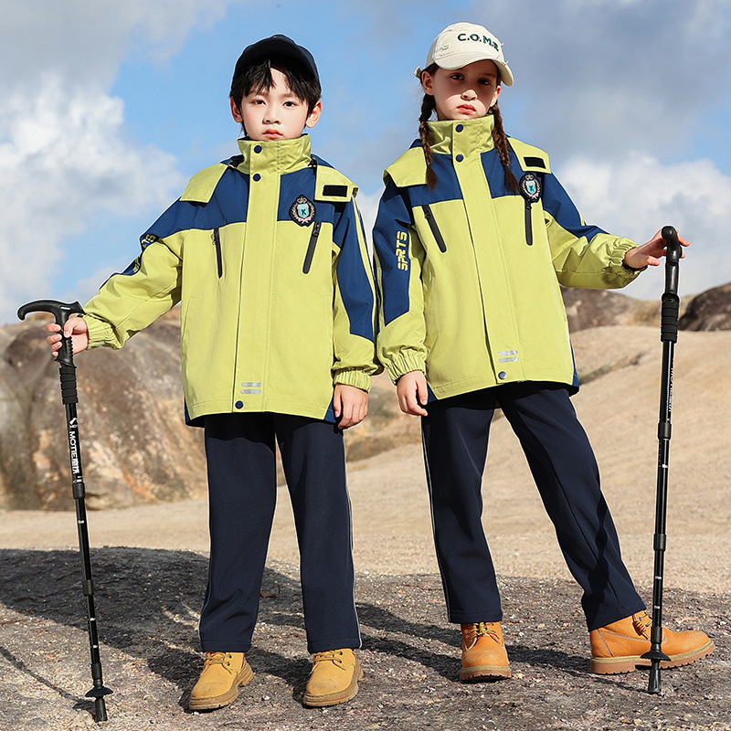 户外运动三合一可脱卸式冲锋衣小学生班服校服幼儿园园服儿童套装