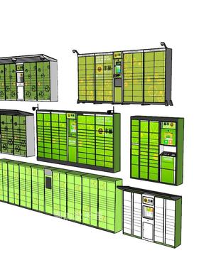 设计素材丰巢自助快递柜鸟箱小区快递柜寄存柜合集草图大师模型su