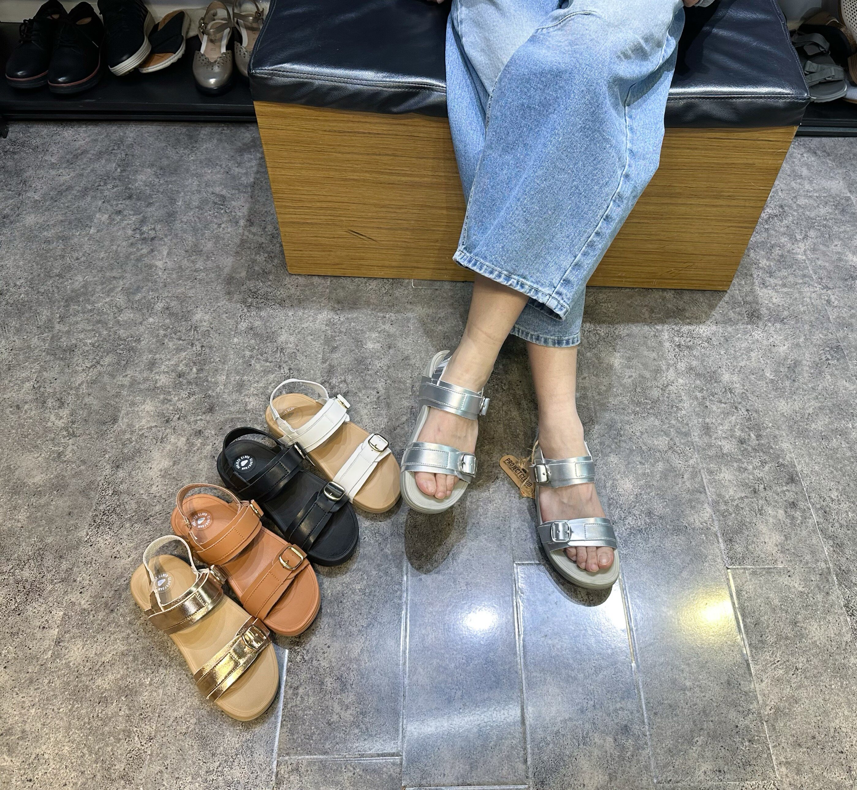 小陈记超好穿夏季新款一字百搭厚底潮带罗马鞋 凉鞋女鞋 暴走不累