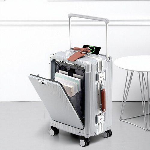 出口德国前开口纯pc铝框行李箱万向轮登机宽拉杆密码旅行箱子箱包