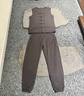 蝉昭纯棉新疆长绒棉棉裤马甲套装