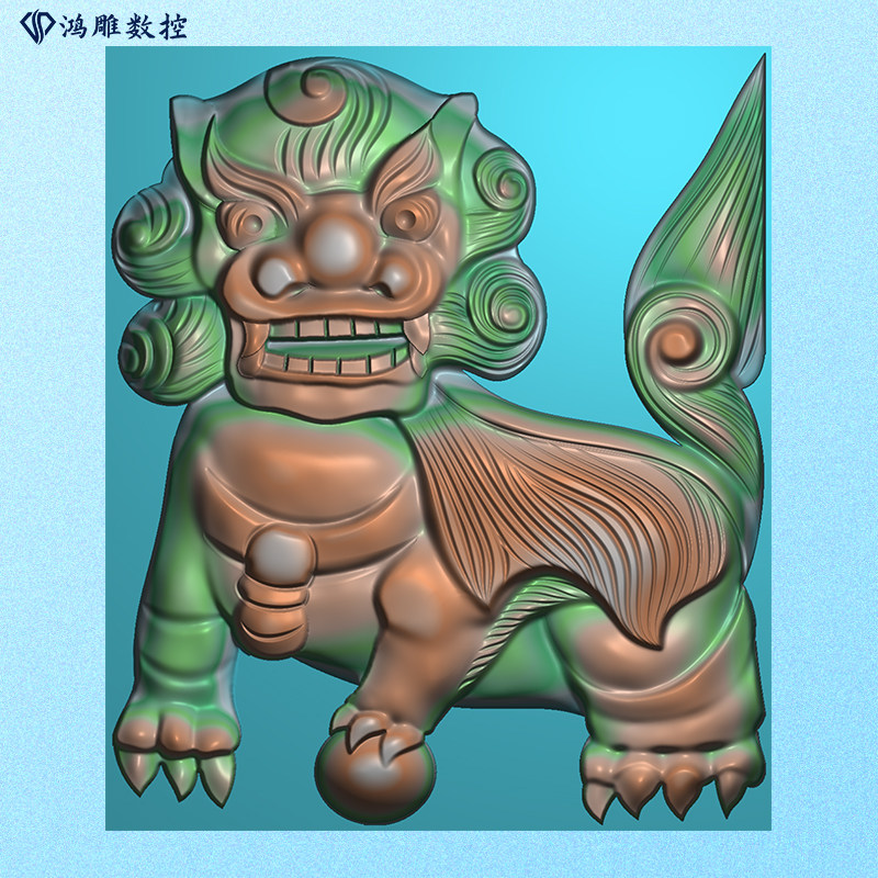 墓碑碑板石雕狮子精雕图浮雕灰度