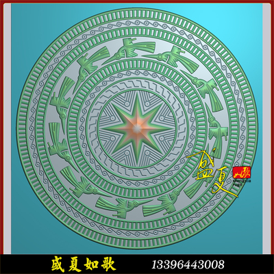 铜鼓精雕图圆鼓玉雕挂摆件民族装饰浮雕图石雕木雕灰度壁画装饰