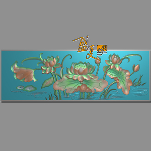 大叶荷花 精雕图 背景墙 浮雕图  灰度图