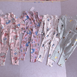 原单出口欧美女童春秋冬季纯棉家居服套装宝宝保暖秋衣秋裤卡通