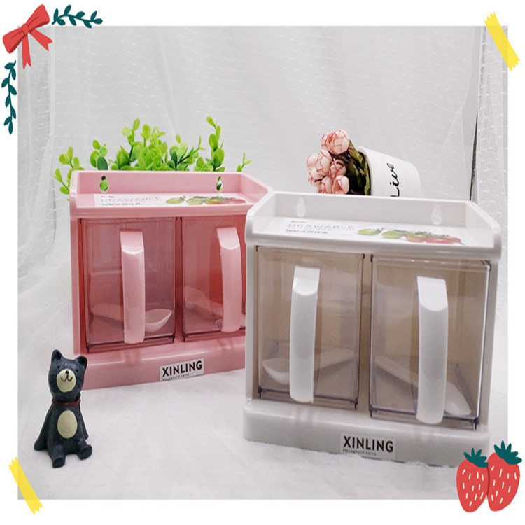 廚房抽屜式2格塑料調味盒套裝 帶手柄 可拆卸挂牆式調料盒配勺子在類目 廚房/烹飪用具, 廚用小工具/廚房儲物, 儲物瓶罐/廚房儲物器皿, 調味瓶罐中 - 來自Buy2taobao.com提供專業的淘寶代購服務