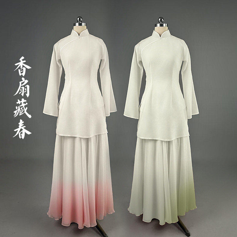 出租香扇藏春剧目一扇百年古典表演出服艺考540度双层舞蹈服租赁图片