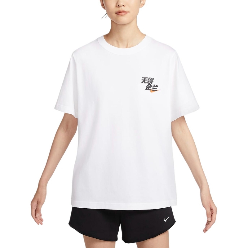 Nike耐克女子T恤无畏金兰宽图案印花宽松棉休闲短袖IF1621-100
