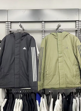 正品adidas/阿迪达斯男户外运动训练休闲棉服保暖连帽外套IP2535