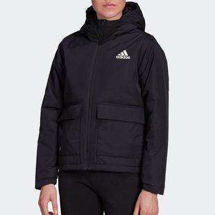 Adidas H65753 女子纯色休闲运动连帽保暖运动棉服 阿迪达斯冬季