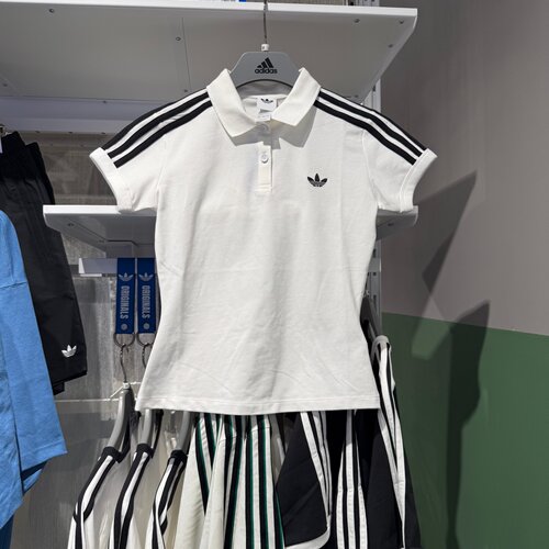 Adidas阿迪达斯三叶草女POLO领短袖三条杠经典修身半袖T恤KD3697