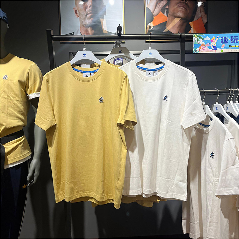 正品Adidas/阿迪达斯三叶草男子夏新款圆领印花休闲短袖T恤JD1141