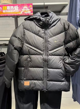 Nike耐克冬季新款羽绒服男外套印花连帽保暖防风夹克 HQ4183-010