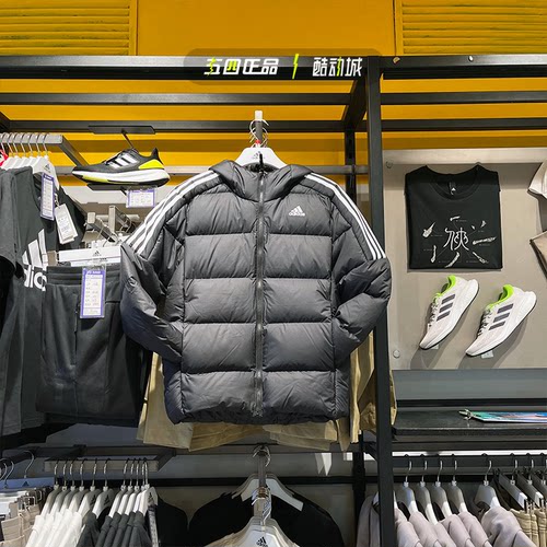 阿迪达斯保暖连帽羽绒服