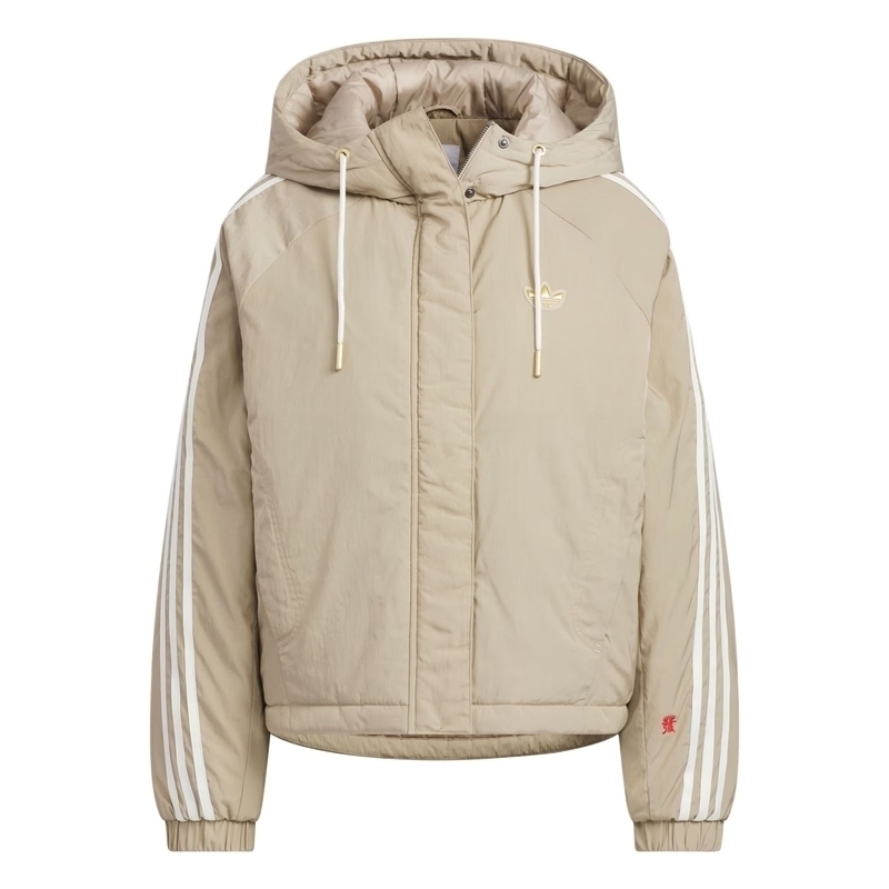 ADIDAS阿迪达斯三叶草女装2025新年款保暖连帽运动棉服外套KA5314