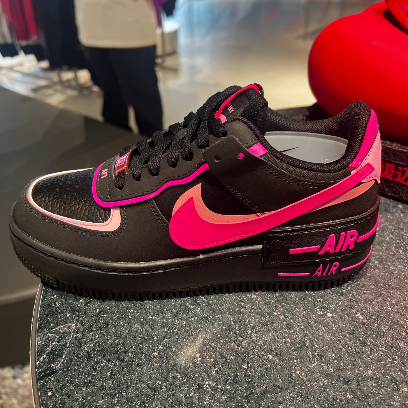 NIKE耐克女子AF1空军一号黑粉撞色复古板鞋运动休闲鞋 CI0919-006