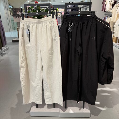 PUMA彪马26夏季新款女子运动休闲宽松阔腿弯刀梭织长裤 637475-01