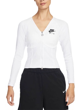 正品Nike/耐克女子休闲运动V领长袖鱼骨拉链夹克外套FD2377-100