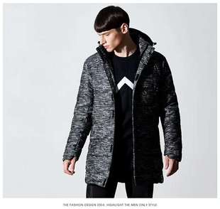 HL36015七家砖柜正品男款中长款连帽羽绒服加厚2018冬季新款白鸭