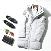 羽绒服商务休闲款 HL36040 灰鸭绒 连帽厚款 修身 牛货雅家男款 中长款