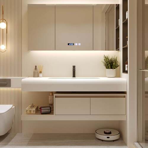 法式轻奢奶油风浴室柜洗手脸盆柜洗漱台组合人造石台面组合柜新款