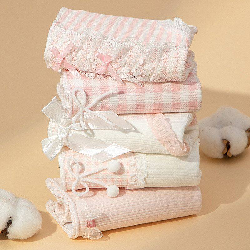 粉色少女三角裤10A抑菌内裤女纯棉底裆中腰可爱色蕾丝花边短裤,女士内衣/男士内衣/家居服,女三角裤,淘宝优惠券,粉丝福利购,淘宝优惠卷