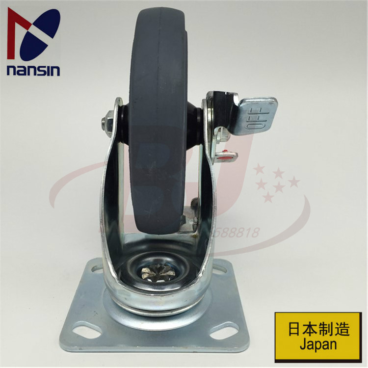 南星脚轮nansin6寸橡胶静音万向轮刹车3006-2-T2-RR 160KG150*32